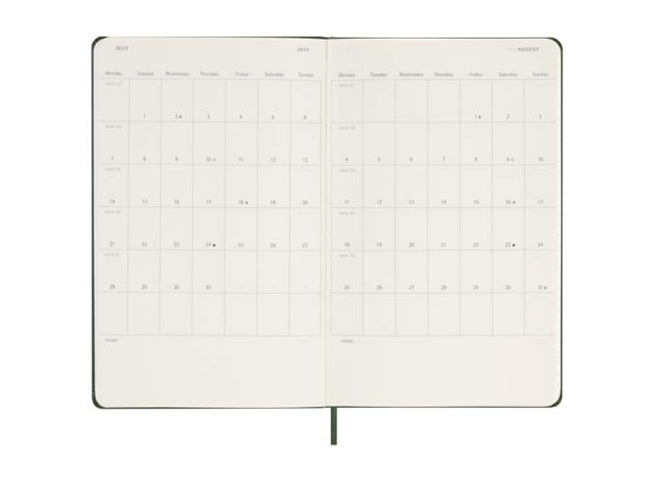 Agenda giornaliera 12 mesi con copertina rigida Moleskine