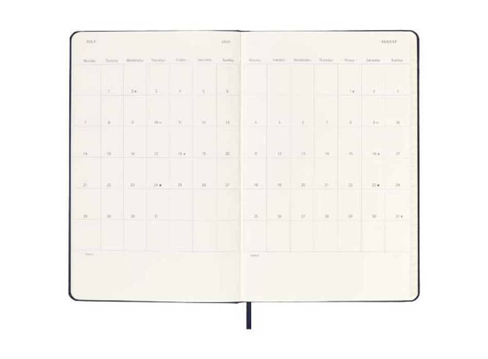 Agenda giornaliera 12 mesi con copertina rigida Moleskine