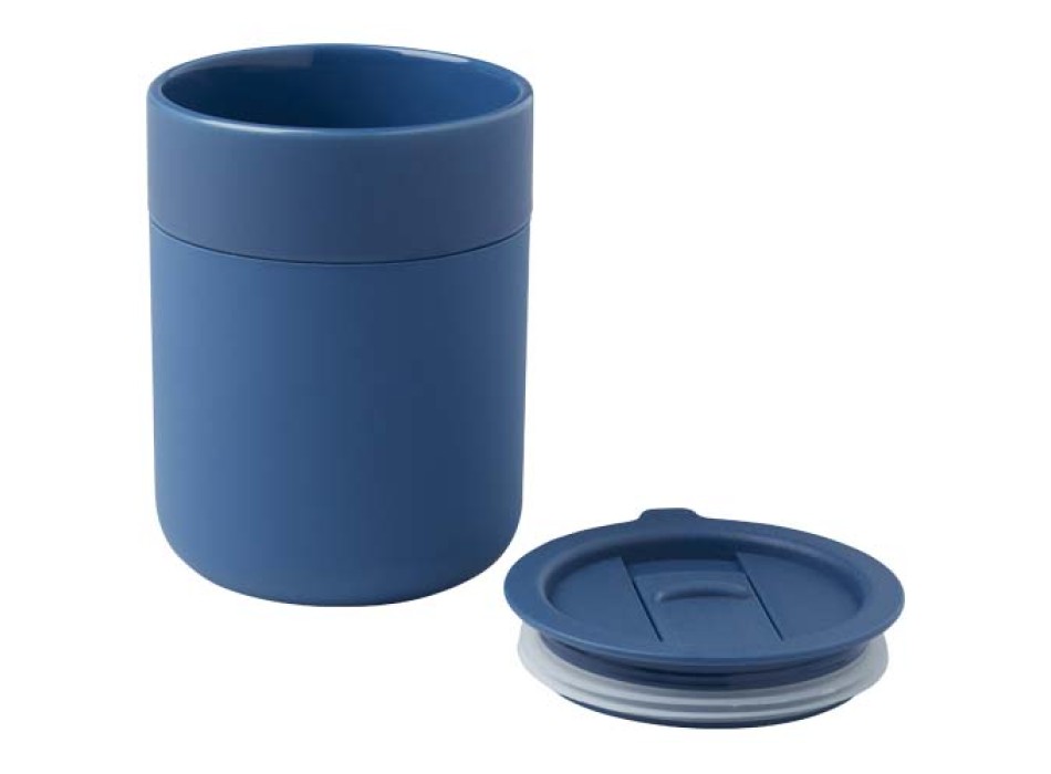 Bicchiere in ceramica con involucro in silicone e coperchio in plastica da 330 ml Java