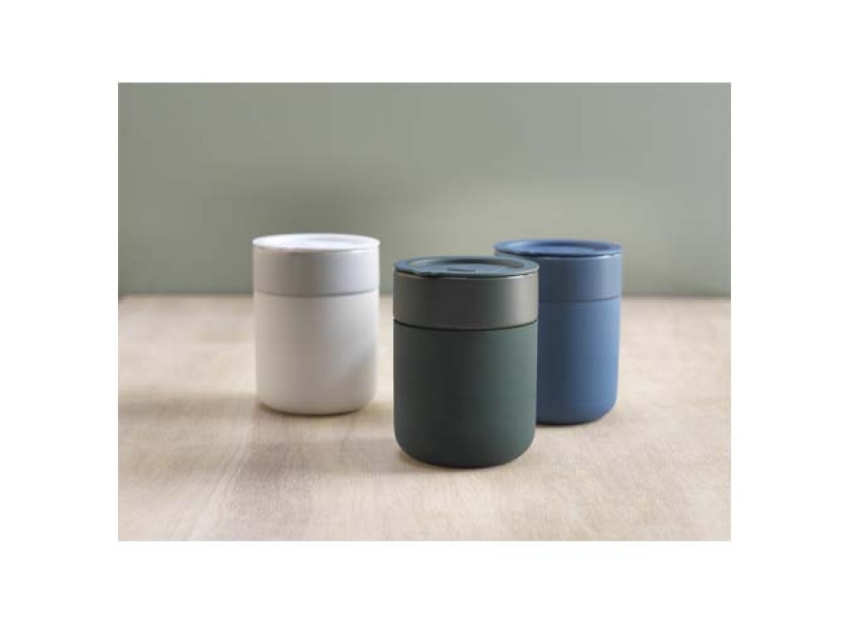 Bicchiere in ceramica con involucro in silicone e coperchio in plastica da 330 ml Java