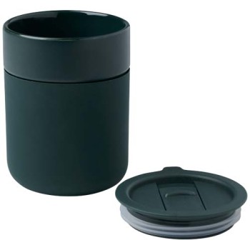 Bicchiere in ceramica con involucro in silicone e coperchio in plastica da 330 ml Java