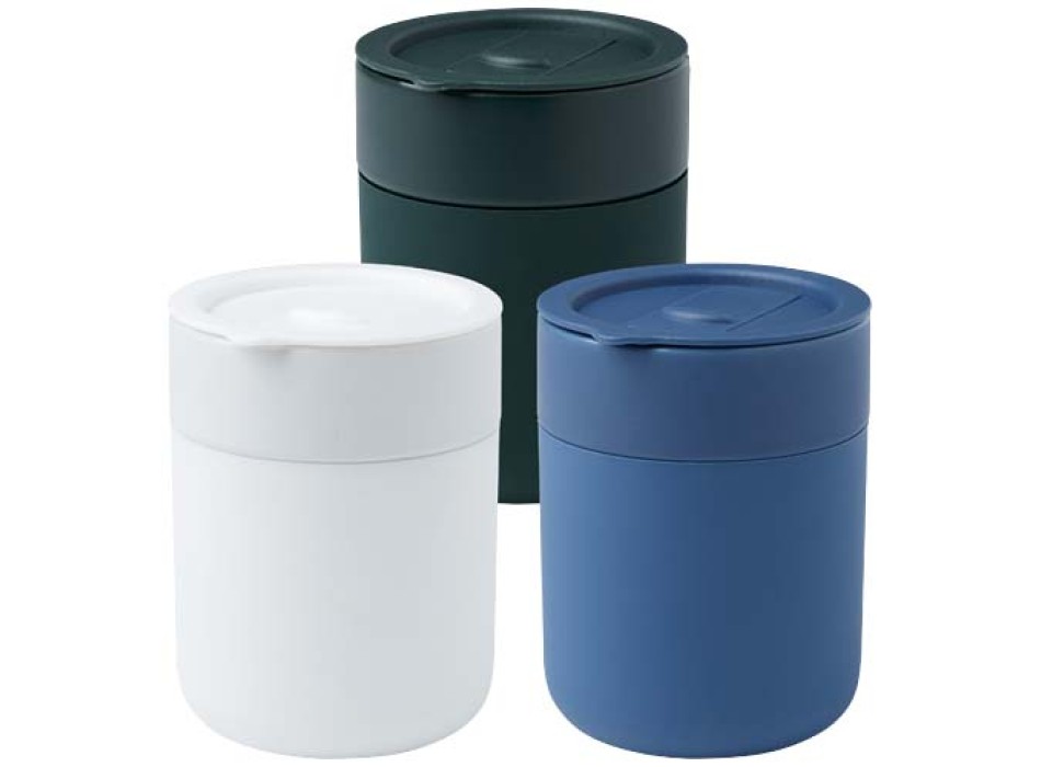 Bicchiere in ceramica con involucro in silicone e coperchio in plastica da 330 ml Java