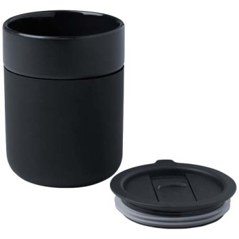 Bicchiere in ceramica con involucro in silicone e coperchio in plastica da 330 ml Java