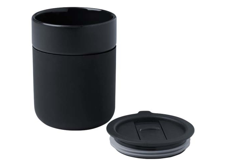 Bicchiere in ceramica con involucro in silicone e coperchio in plastica da 330 ml Java