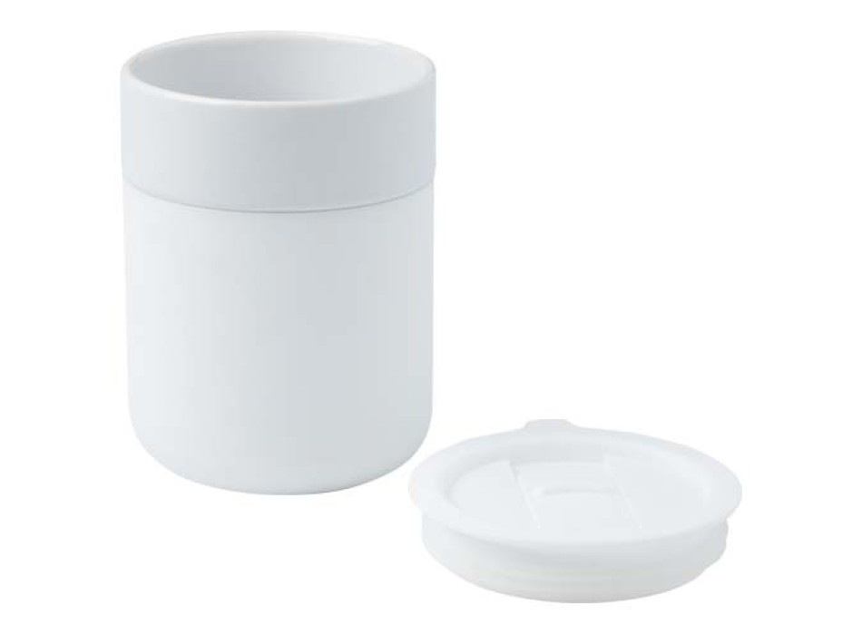 Bicchiere in ceramica con involucro in silicone e coperchio in plastica da 330 ml Java