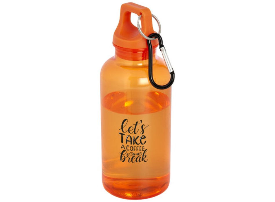 Borraccia in plastica riciclata certificata RCS da 400 ml con moschettone Oregon