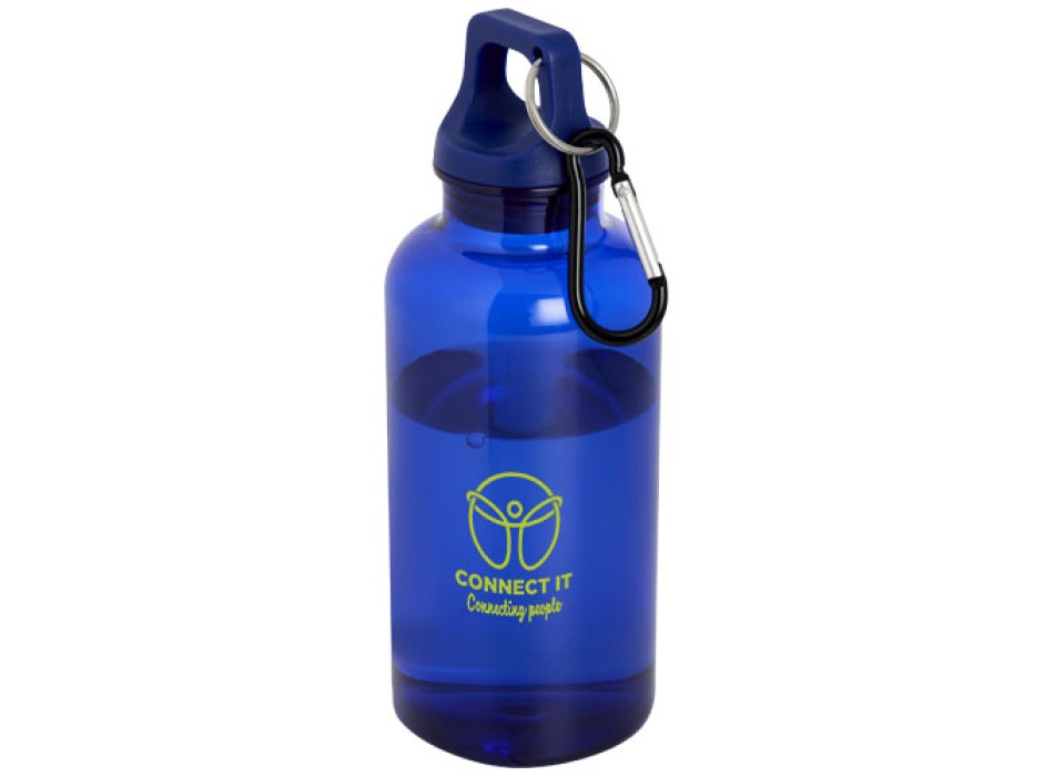 Borraccia in plastica riciclata certificata RCS da 400 ml con moschettone Oregon