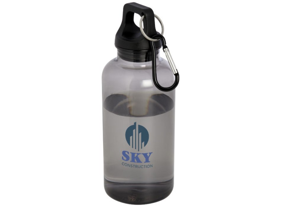 Borraccia in plastica riciclata certificata RCS da 400 ml con moschettone Oregon