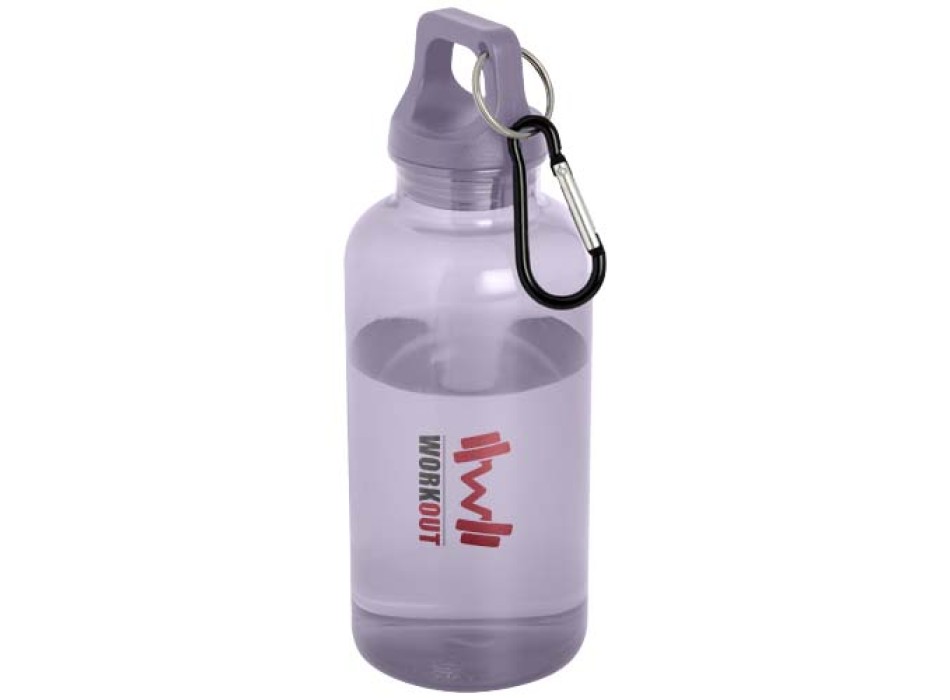 Borraccia in plastica riciclata certificata RCS da 400 ml con moschettone Oregon