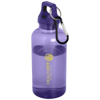 Borraccia in plastica riciclata certificata RCS da 400 ml con moschettone Oregon