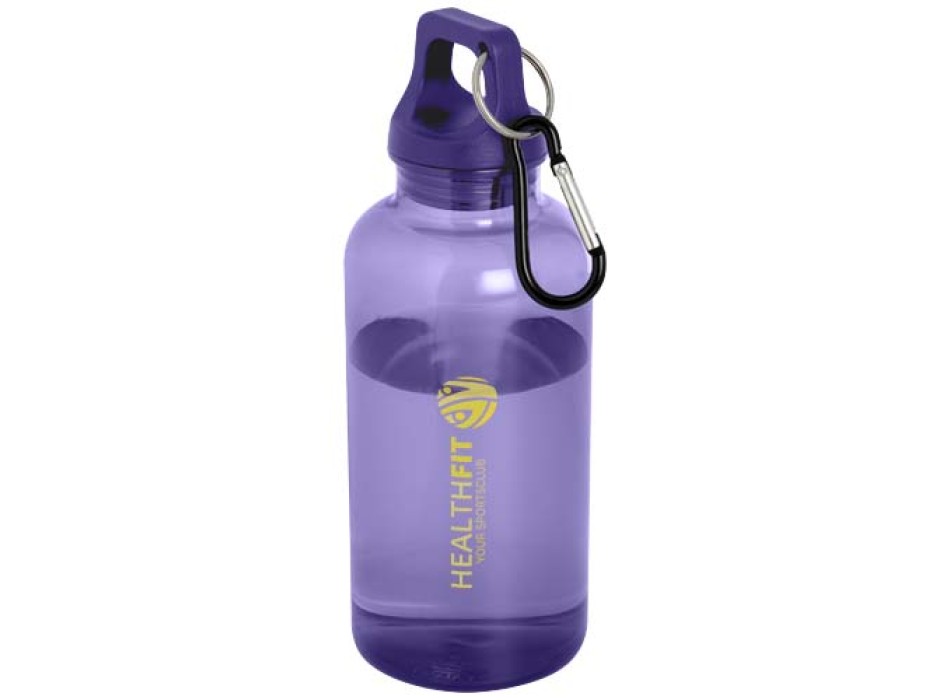 Borraccia in plastica riciclata certificata RCS da 400 ml con moschettone Oregon