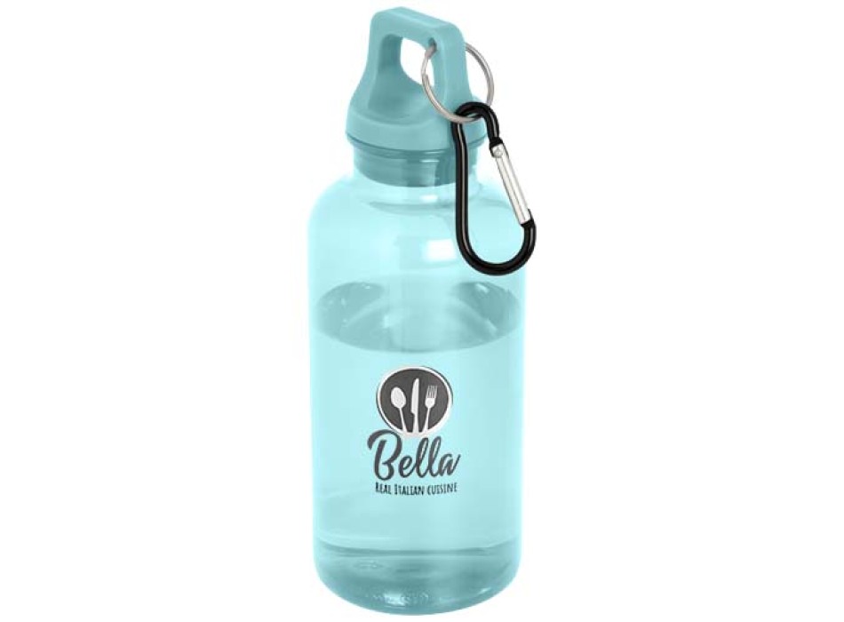 Borraccia in plastica riciclata certificata RCS da 400 ml con moschettone Oregon