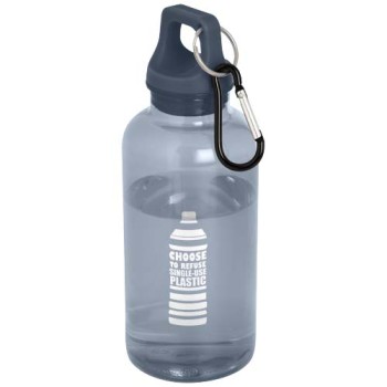 Borraccia in plastica riciclata certificata RCS da 400 ml con moschettone Oregon