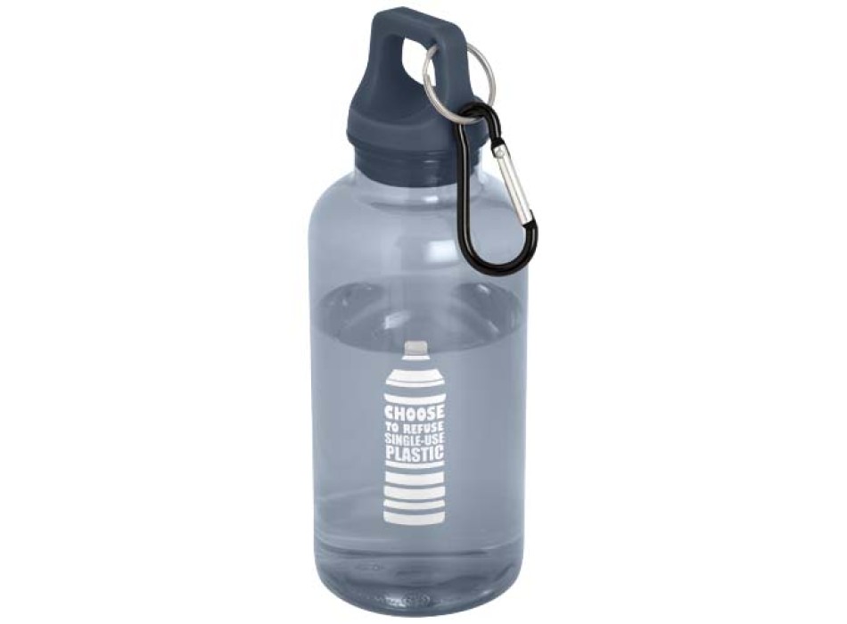 Borraccia in plastica riciclata certificata RCS da 400 ml con moschettone Oregon