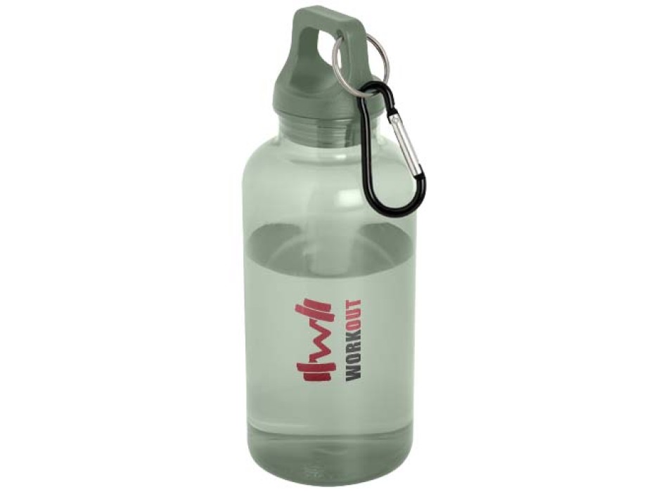 Borraccia in plastica riciclata certificata RCS da 400 ml con moschettone Oregon