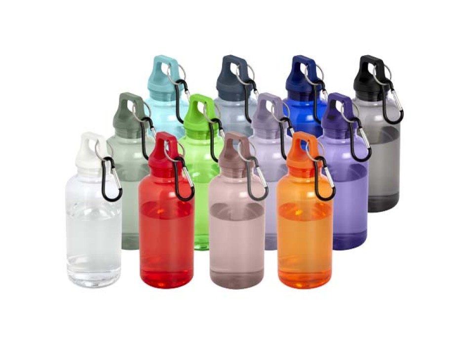 Borraccia in plastica riciclata certificata RCS da 400 ml con moschettone Oregon
