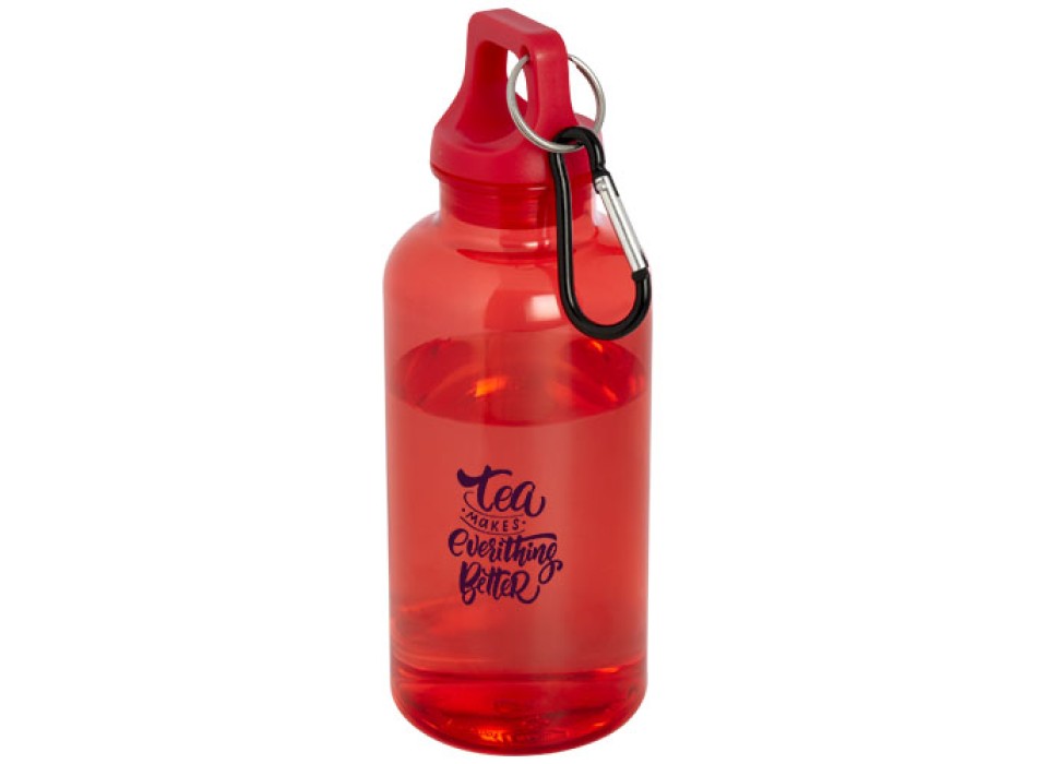 Borraccia in plastica riciclata certificata RCS da 400 ml con moschettone Oregon