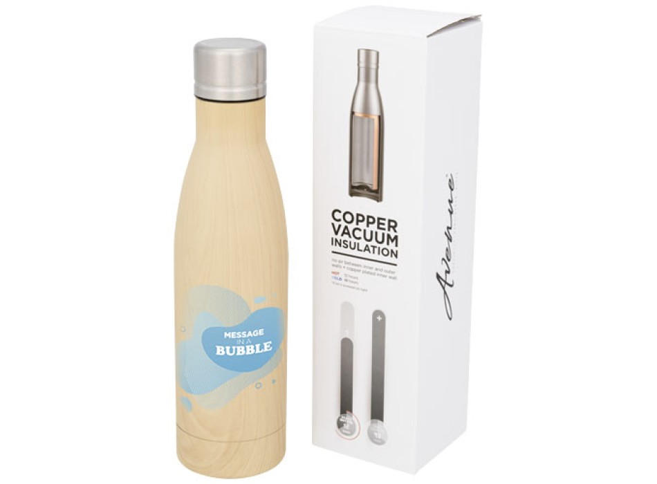 Borraccia termica con isolamento sottovuoto in rame effetto legno da 500 ml Vasa