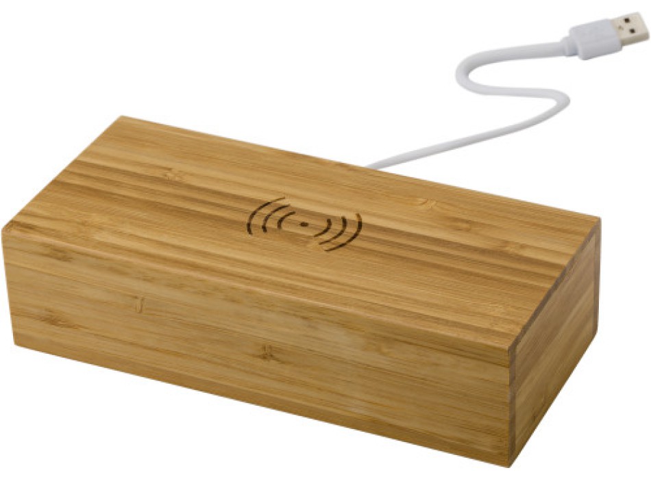 Caricabatterie wireless in bamboo con orologio Rosie