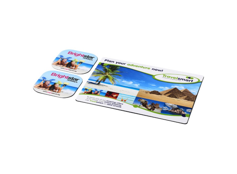 Set Brite-Mat® 3 con tappetino per mouse e sottobicchieri