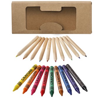 Set di matite e pastelli a cera colorati da 19 pezzi Lucky