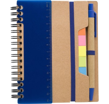 Taccuino in carta riciclata, memo stick adesivi, penna a sfera Angela